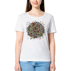T-shirt femme col large coton bio blanc Planet Pop Culture (Zewa,Jeux Vidéo / Geek)