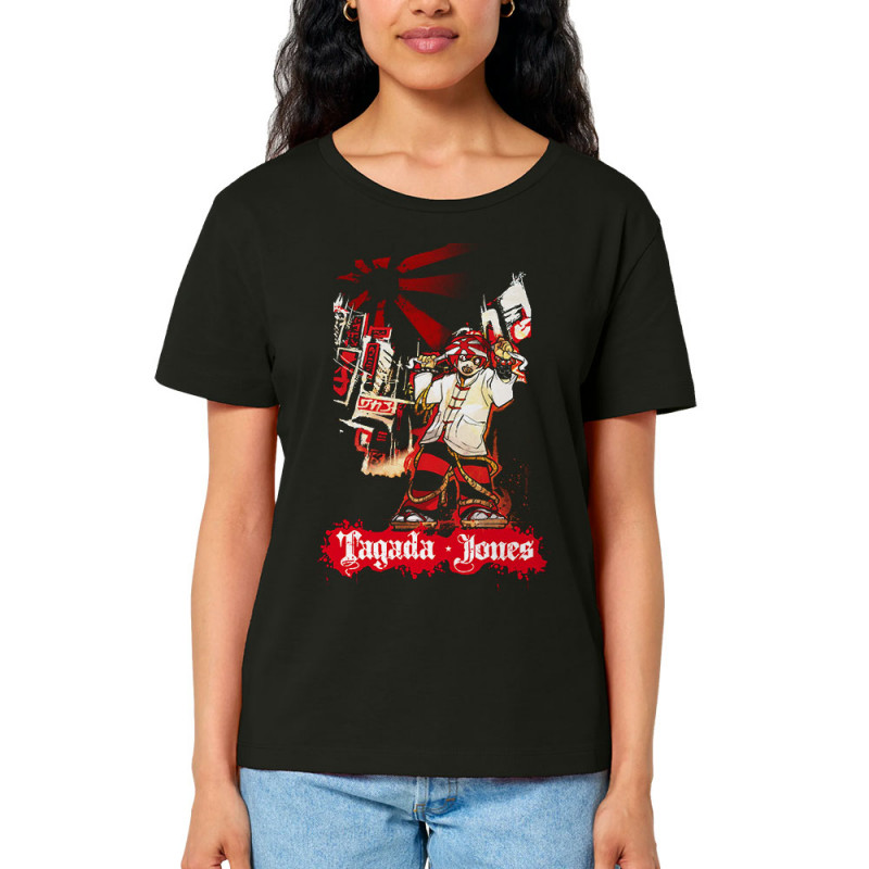 T-shirt femme col large coton bio noir Tagada Jones - Les Compteurs à Zéro (Tagada Jones)