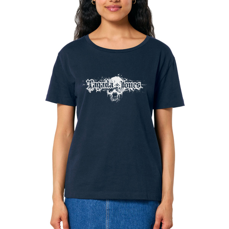 T-shirt femme col large coton bio bleu marine Tagada Jones - 666 (Tagada Jones)