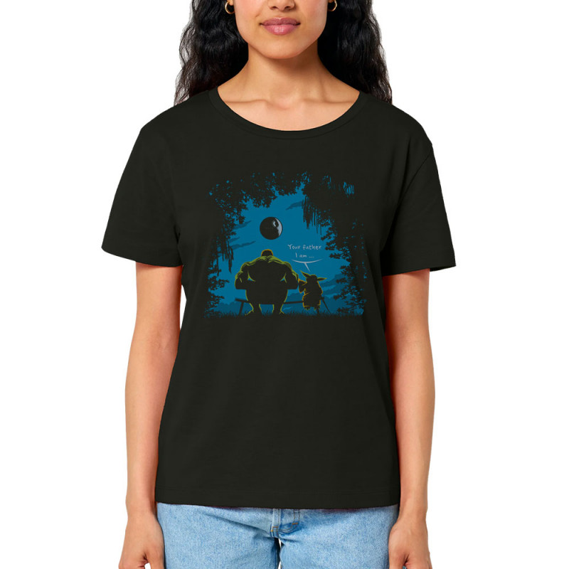 T-shirt femme col large coton bio noir Hulk Father (Trabe,Humour,Films/Séries,Star Wars)