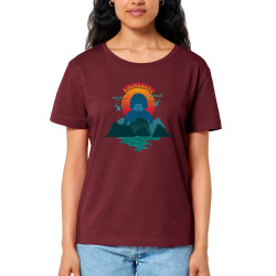 T-shirt femme col large coton bio bordeaux Kiking Kong (Ptit Mytho,Animaux,Films/Séries)