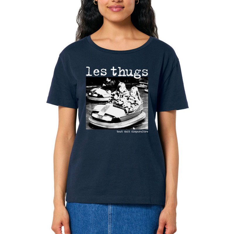 T-shirt femme col large coton bio bleu marine Les Thugs - Tout doit disparaître (Les Thugs)