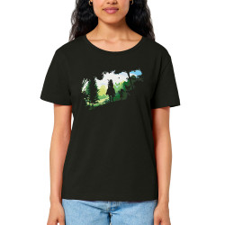 T-shirt femme col large coton bio noir Adventure Link (Zewa,Jeux Vidéo / Geek)