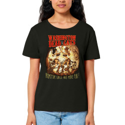 T-shirt femme col large coton bio noir Primitive Girls (Washington Dead Cats)