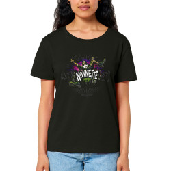 T-shirt femme col large coton bio noir Nonnette (Mélusine,Alcool)