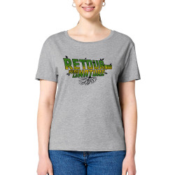 T-shirt femme col large coton bio gris chiné Retour vers la nature (Gondrax,Ecologie,Films/Séries,Détournements)