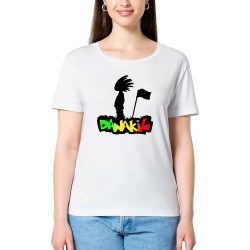 T-shirt femme col large coton bio blanc Danakil - Silhouette Flag (Danakil,Reggae)