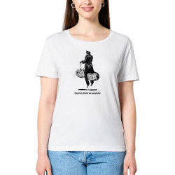 T-shirt femme col large coton bio blanc Partir en cacahuète (Blacksquare,Humour,Partir en …)
