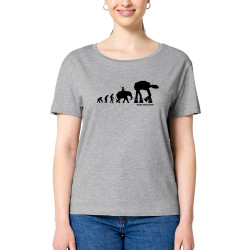 T-shirt femme col large coton bio gris chiné Dark Evolution (Gondrax,Films/Séries,Evolution,Star Wars)