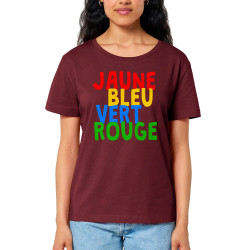 T-shirt femme col large coton bio bordeaux Colours (Gondrax,Humour,Divers)