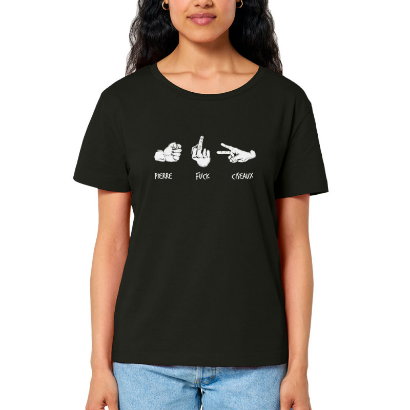 T-shirt femme col large coton bio noir Shifuckmi (Gondrax,Humour,Slogans Débiles)