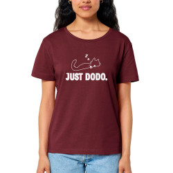 T-shirt femme col large coton bio bordeaux Just dodo (Blacksquare,Animaux,Chats)