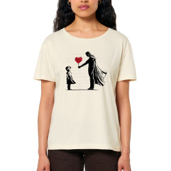 T-shirt femme col large coton bio naturel Banksy Superman (Le Duc,Musée,Films/Séries)