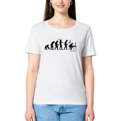 T-shirt femme col large coton bio blanc Geek Evolution (Gondrax,Evolution,Jeux Vidéo / Geek)