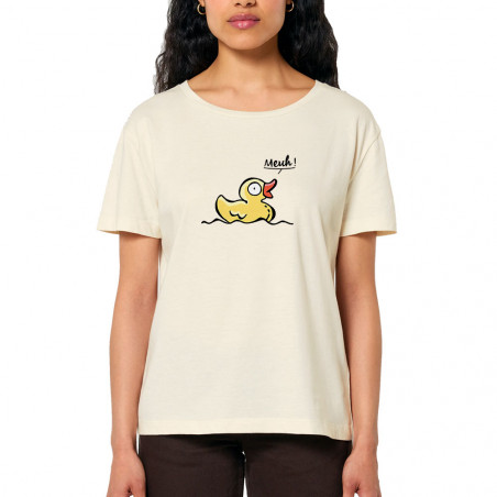 T-shirt femme col large coton bio naturel Canard meuh (Gondrax,Animaux,Humour)