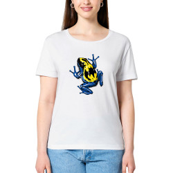T-shirt femme col large coton bio blanc DendroBat (Mr Mouton,Animaux)