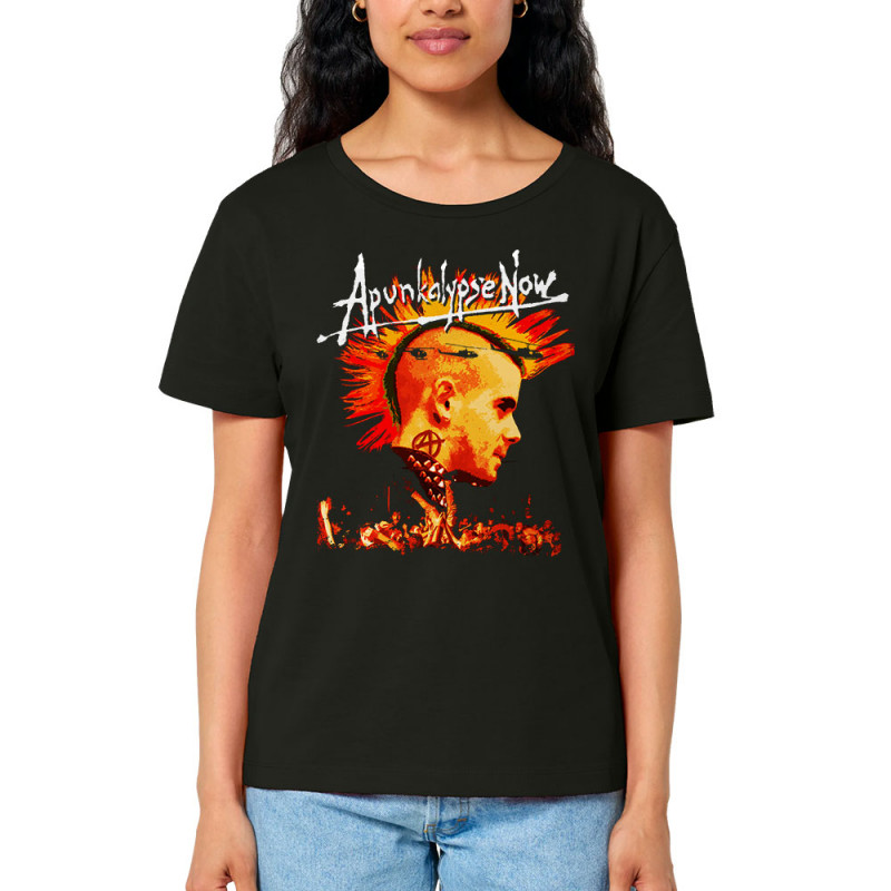 T-shirt femme col large coton bio noir Apunkalypse Now (Gondrax,Slogans Débiles,Rock & Punk)
