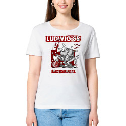 T-shirt femme col large coton bio blanc Donjon et boulet (Ludwig Von 88)