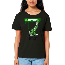 T-shirt femme col large coton bio noir Job de merde (Ludwig Von 88,Rock & Punk,Laul)