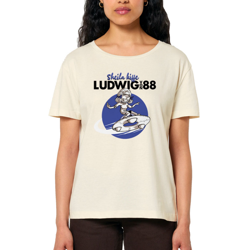 T-shirt femme col large coton bio naturel Sheila kiffe ludwig von 88 (Ludwig Von 88,Rock & Punk)