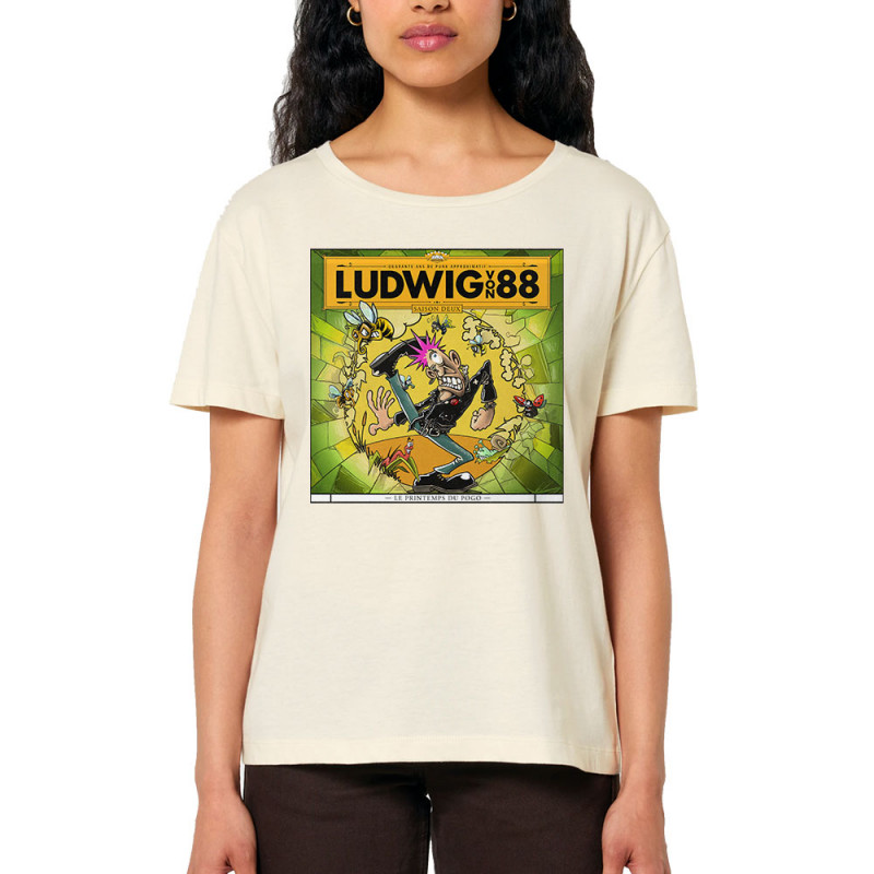 T-shirt femme col large coton bio naturel Le printemps du pogo (Ludwig Von 88,Rock & Punk,Laul)