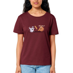 T-shirt femme col large coton bio bordeaux aïe oh nion (Skurg,Fruits & Légumes,Humour,Skate)