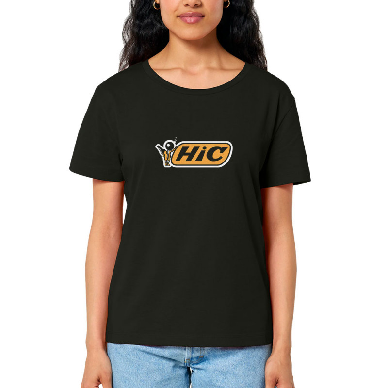 T-shirt femme col large coton bio noir Hic (Skurg,Humour,Alcool)