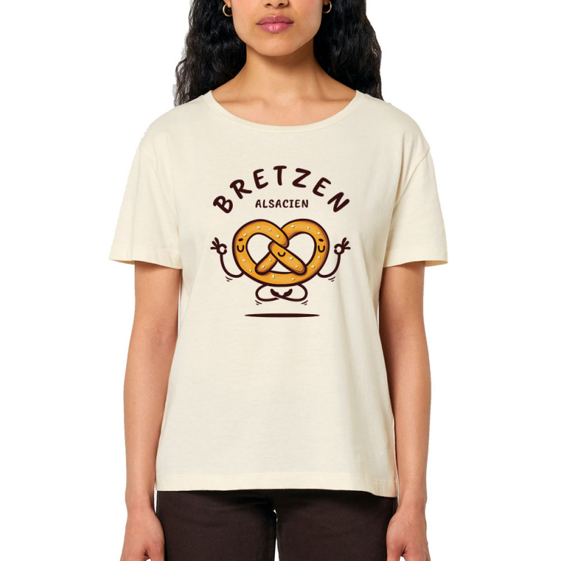 T-shirt femme col large coton bio naturel Bretzen Alsacien (Baxt,Humour,Fruits & Légumes)