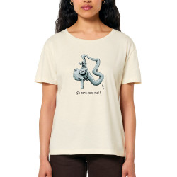T-shirt femme col large coton bio naturel Ça sera sans moi (Laul)
