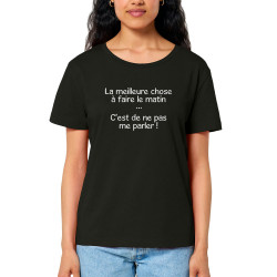 T-shirt femme col large coton bio noir Ne pas me parler (Gondrax,Humour,Slogans Débiles)