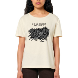 T-shirt femme col large coton bio naturel Y a un concert des Cure (Gondrax,Les Bébêtes,Animaux,Humour)