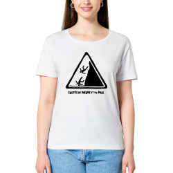T-shirt femme col large coton bio blanc Chutes de Pierre et de Paul (Gondrax,Humour)