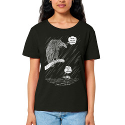 T-shirt femme col large coton bio noir Un rat passe (Gondrax,Les Bébêtes,Animaux)