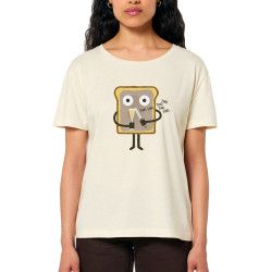 T-shirt femme col large coton bio naturel Toast (Fruits & Légumes,Alex Kidd)