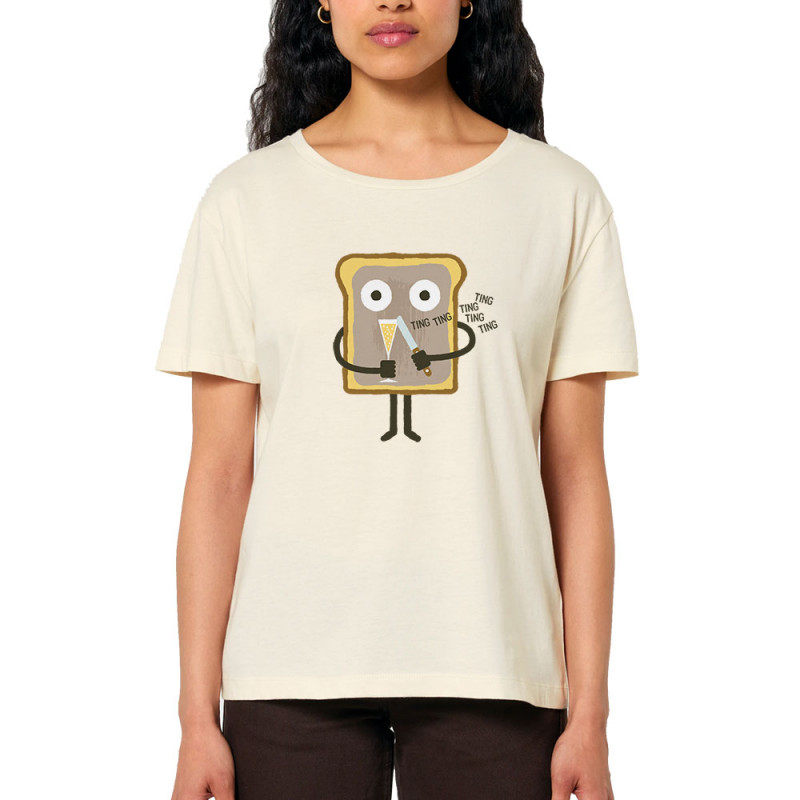 T-shirt femme col large coton bio naturel Toast (Fruits & Légumes,Alex Kidd)