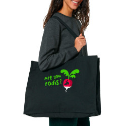 Grand sac shopping en toile recyclé noir Are You Radis (Ted Boundy,Fruits & Légumes,Humour)