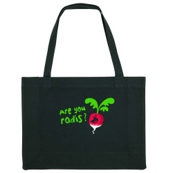 Grand sac shopping en toile recyclé noir Are You Radis (Ted Boundy,Fruits & Légumes,Humour)