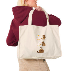 Grand sac shopping en toile recyclé naturel Fusion (Pandaluna,Animaux,Humour,Manga Kawaï japan)
