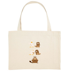 Grand sac shopping en toile recyclé naturel Fusion (Pandaluna,Animaux,Humour,Manga Kawaï japan)