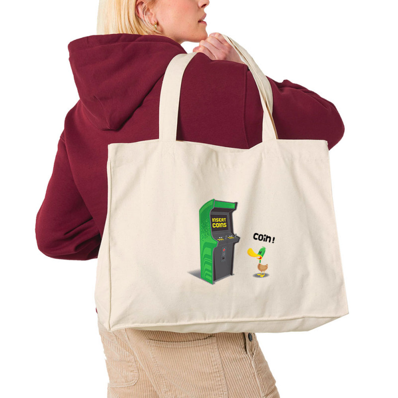 Grand sac shopping en toile recyclé naturel Insert Coins (Ted Boundy,Animaux,Humour,Jeux Vidéo / Geek)