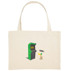 Grand sac shopping en toile recyclé naturel Insert Coins (Ted Boundy,Animaux,Humour,Jeux Vidéo / Geek)