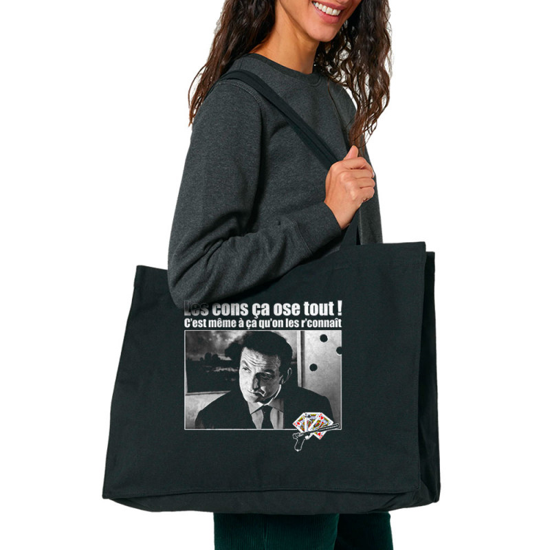 Grand sac shopping en toile recyclé noir Les cons ça ose tout (Films/Séries,Les Tontons Flingueurs)