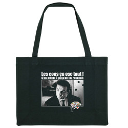 Grand sac shopping en toile recyclé noir Les cons ça ose tout (Films/Séries,Les Tontons Flingueurs)