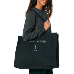 Grand sac shopping en toile recyclé noir Dessine moi un mouton (Gondrax,Humour,Slogans engagés)