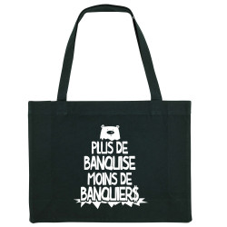 Grand sac shopping en toile recyclé noir Plus de banquise (Gondrax,Slogans engagés,Ecologie)