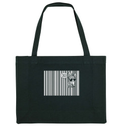 Grand sac shopping en toile recyclé noir Coucou (Gondrax,Animaux,Humour)