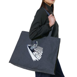 Grand sac shopping en toile recyclé bleu nuit Space (Mr Mouton,Humour,Divers)