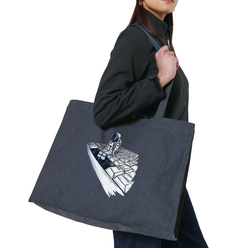 Grand sac shopping en toile recyclé bleu nuit Space (Mr Mouton,Humour,Divers)