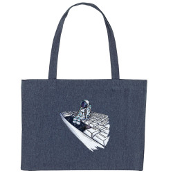 Grand sac shopping en toile recyclé bleu nuit Space (Mr Mouton,Humour,Divers)
