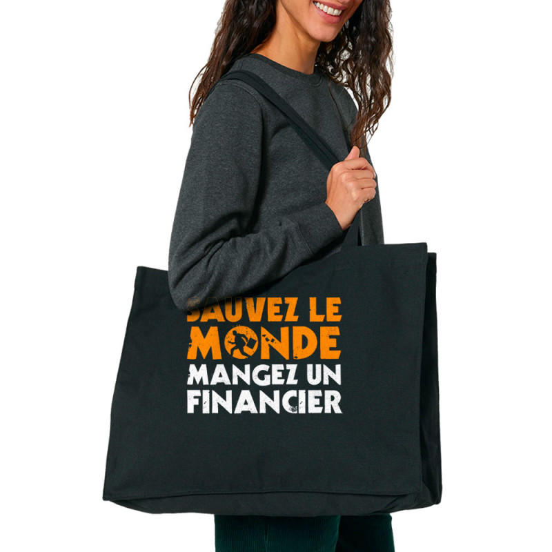 Grand sac shopping en toile recyclé noir Sauvez le monde (Ted Boundy,Slogans engagés,Humour)